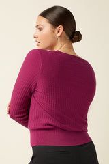 Deep V Cardi Cedar - Violet Pink