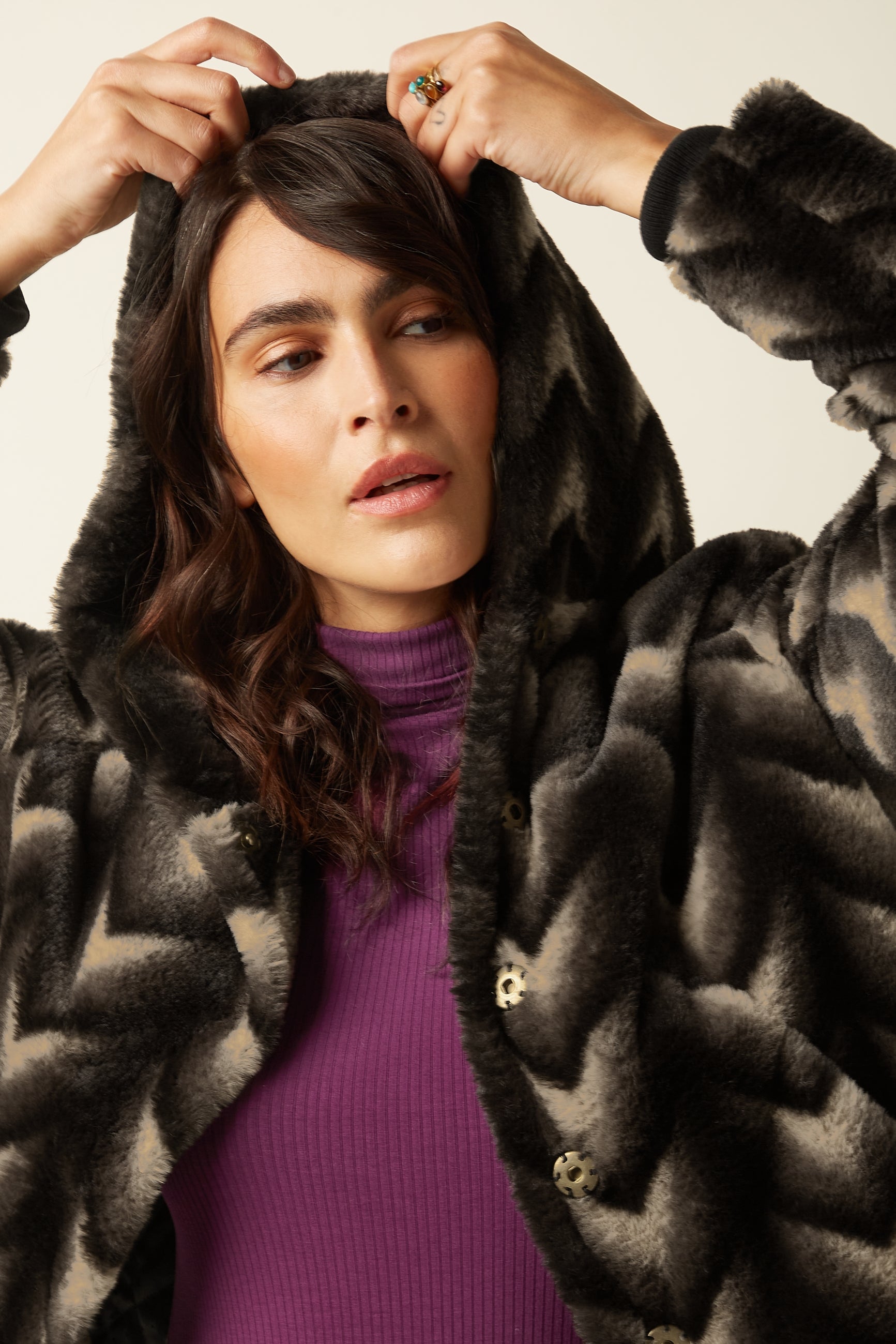 Judy Coat Deco Fur - Black