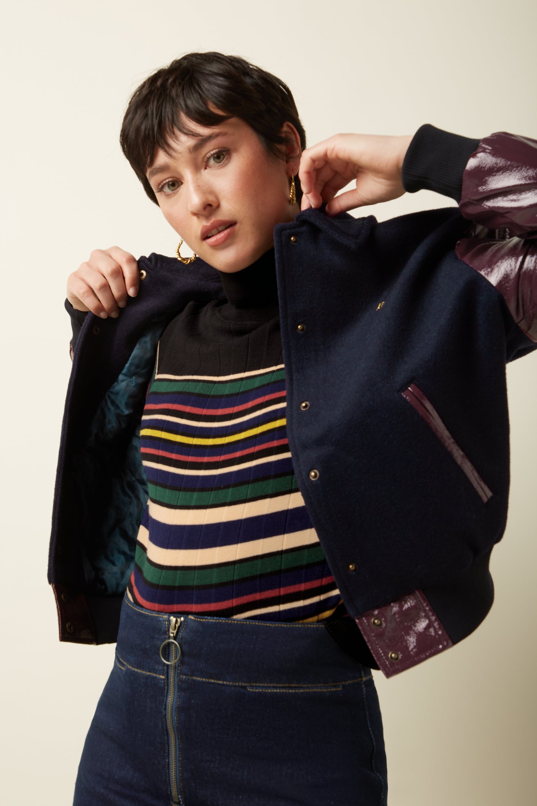 Billie Baseball Jacket Shine - Bordeaux Red