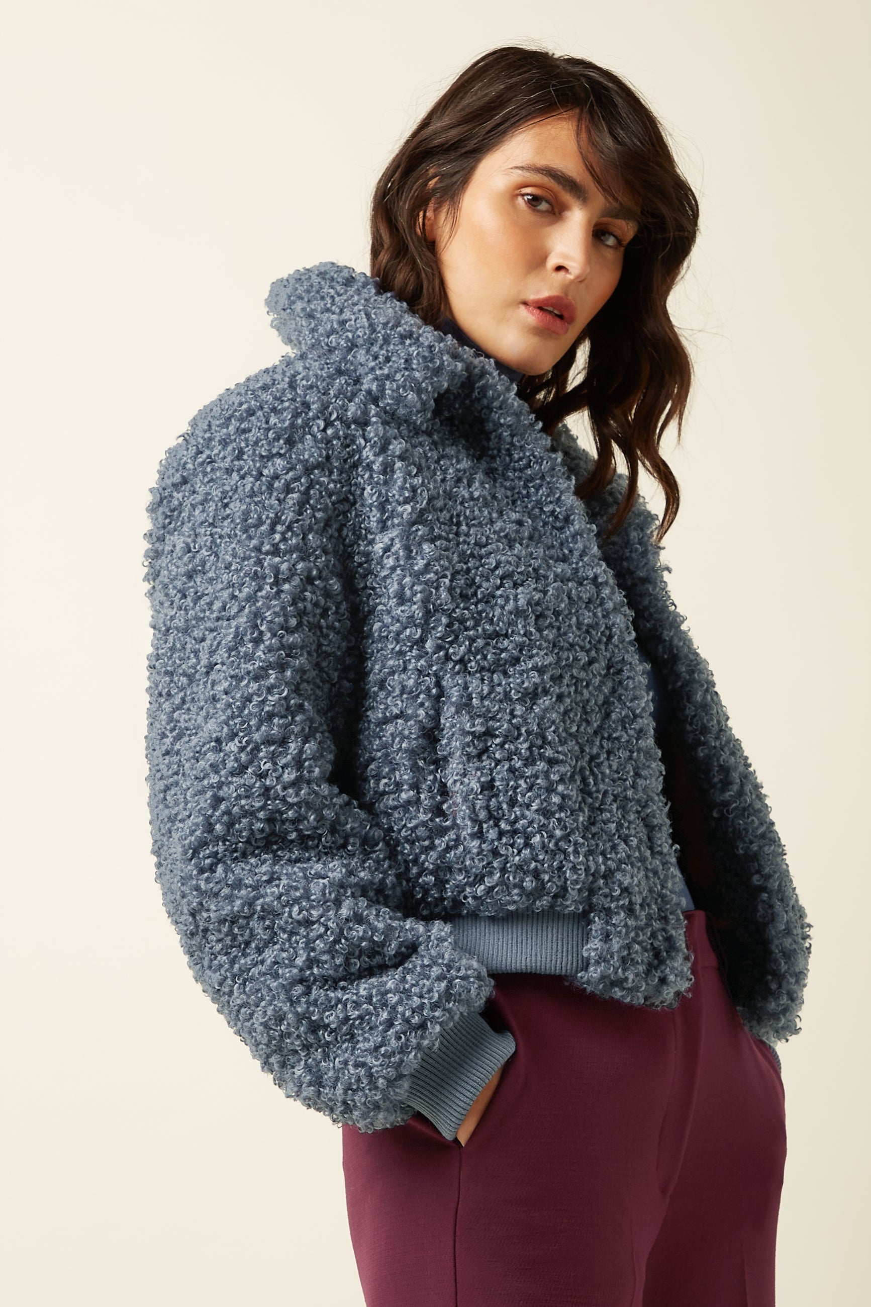 Isa Jacket Basil Fur - Night Blue