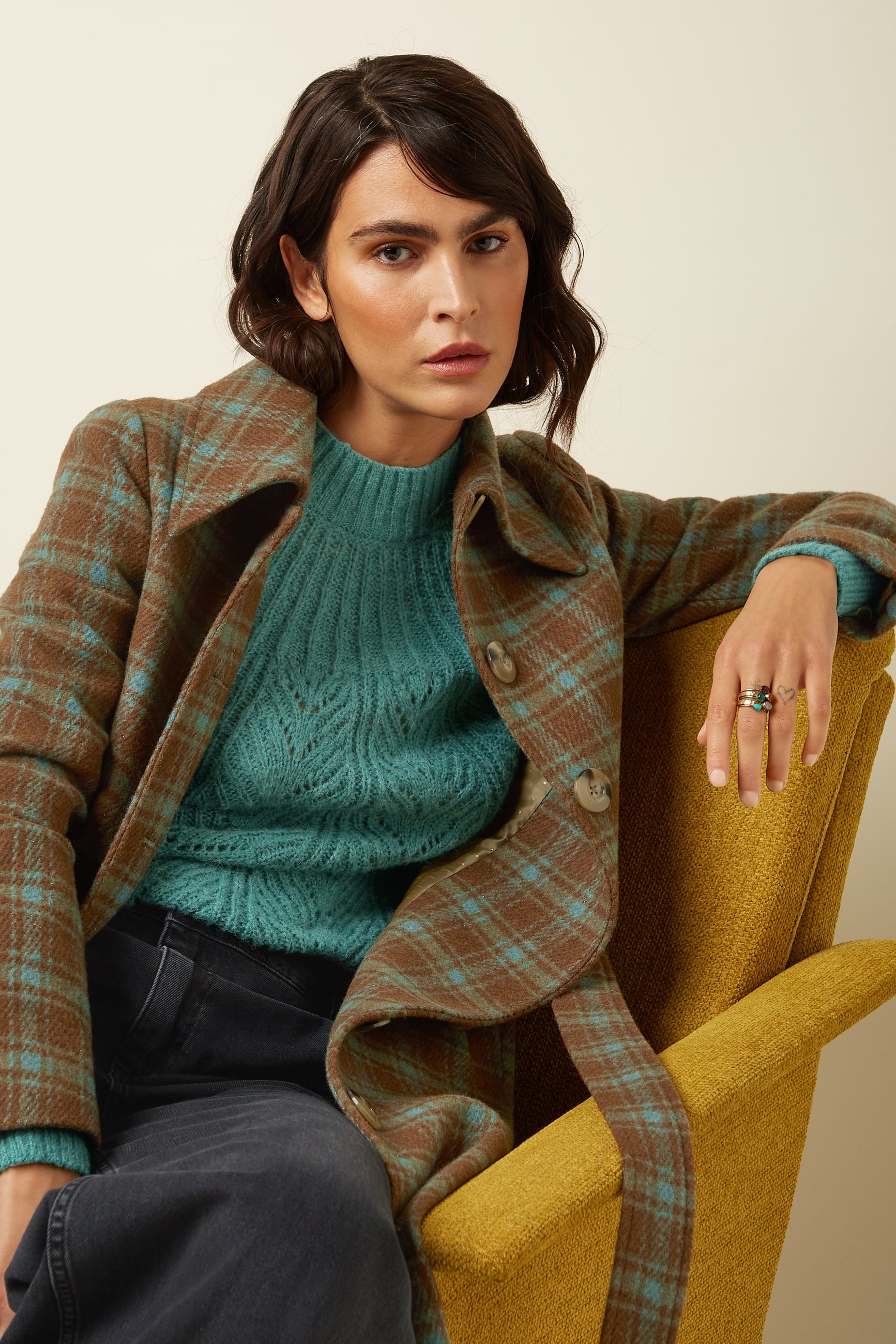 Arabella Coat Coppa Check - Bear Brown