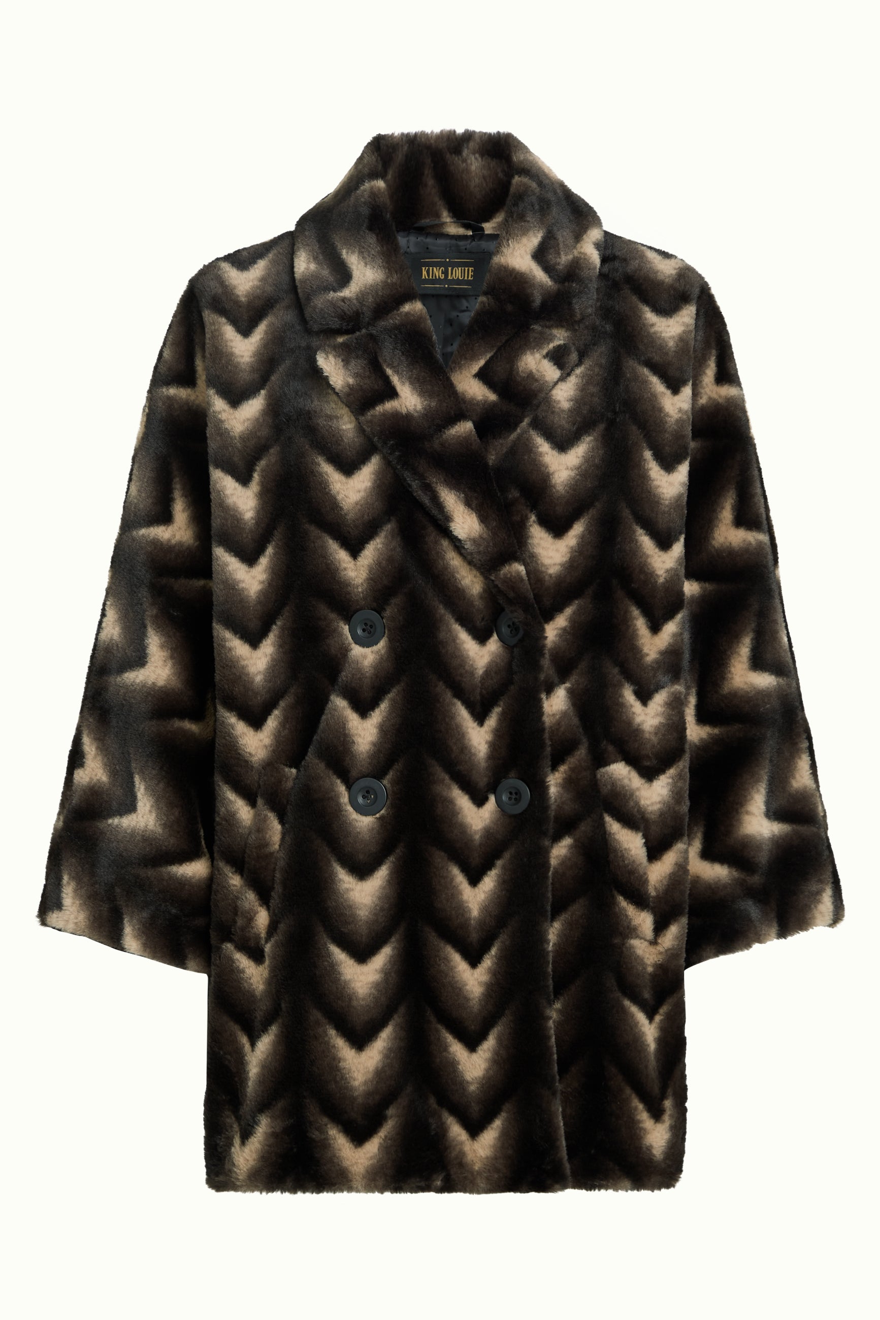 Shiya Kimono Coat Deco Fur - Black