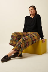Federica Cuff Pants Caroll Check - Golden Brown