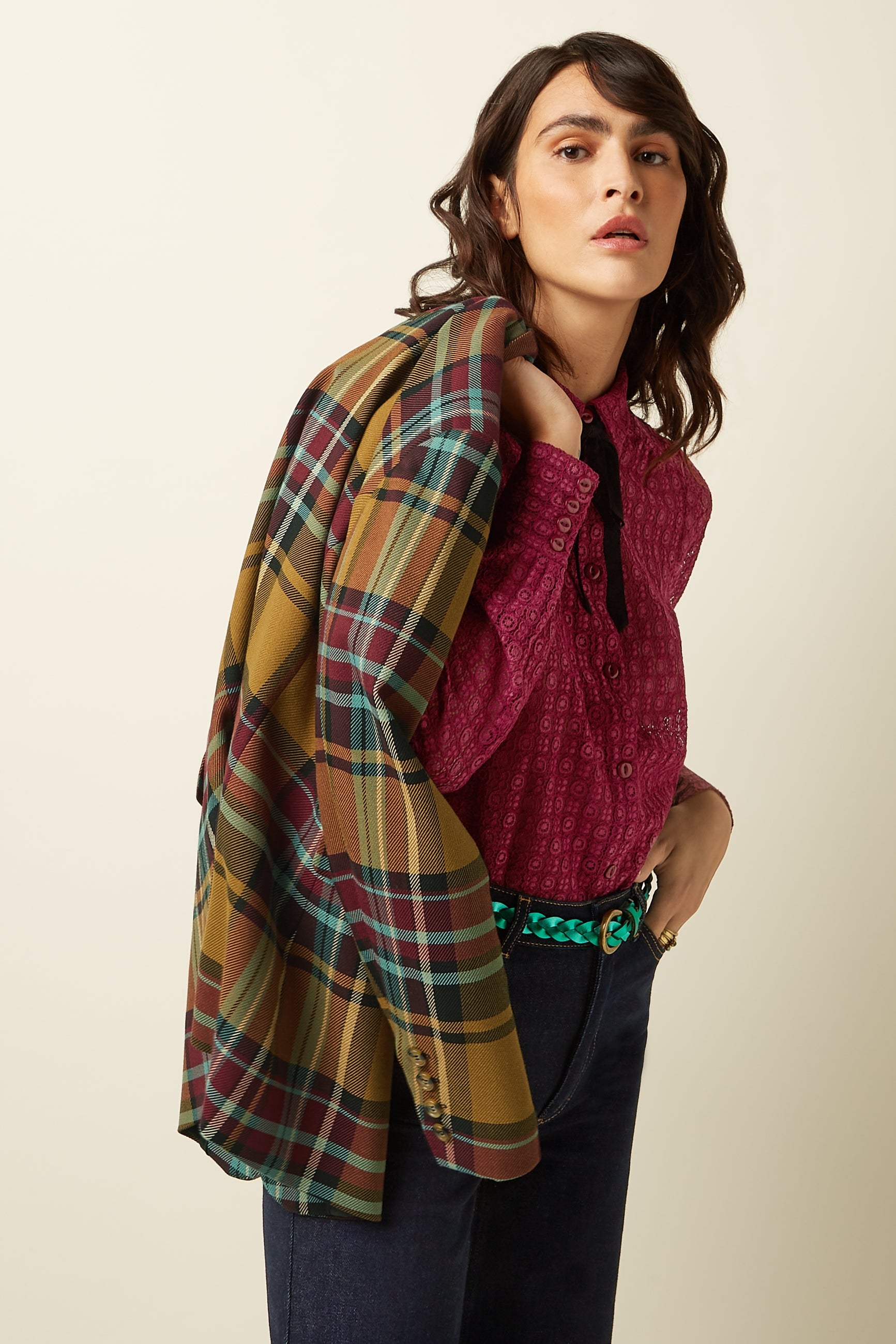 Daisy Blazer Caroll Check - Golden Brown