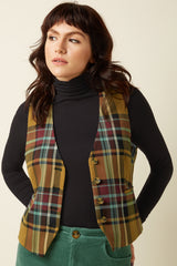 Bianca Gilet Caroll Check - Golden Brown