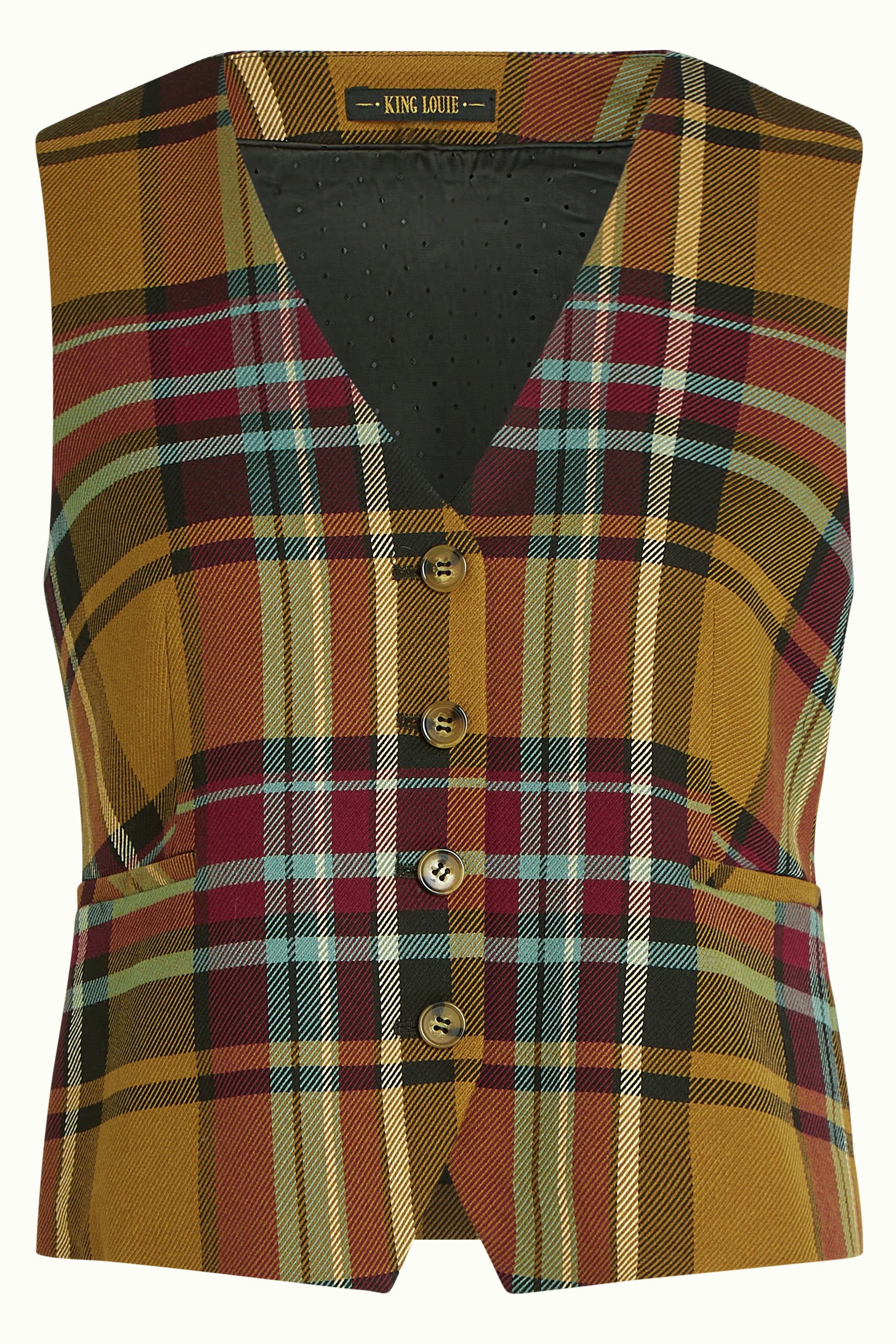 Bianca Gilet Caroll Check - Golden Brown