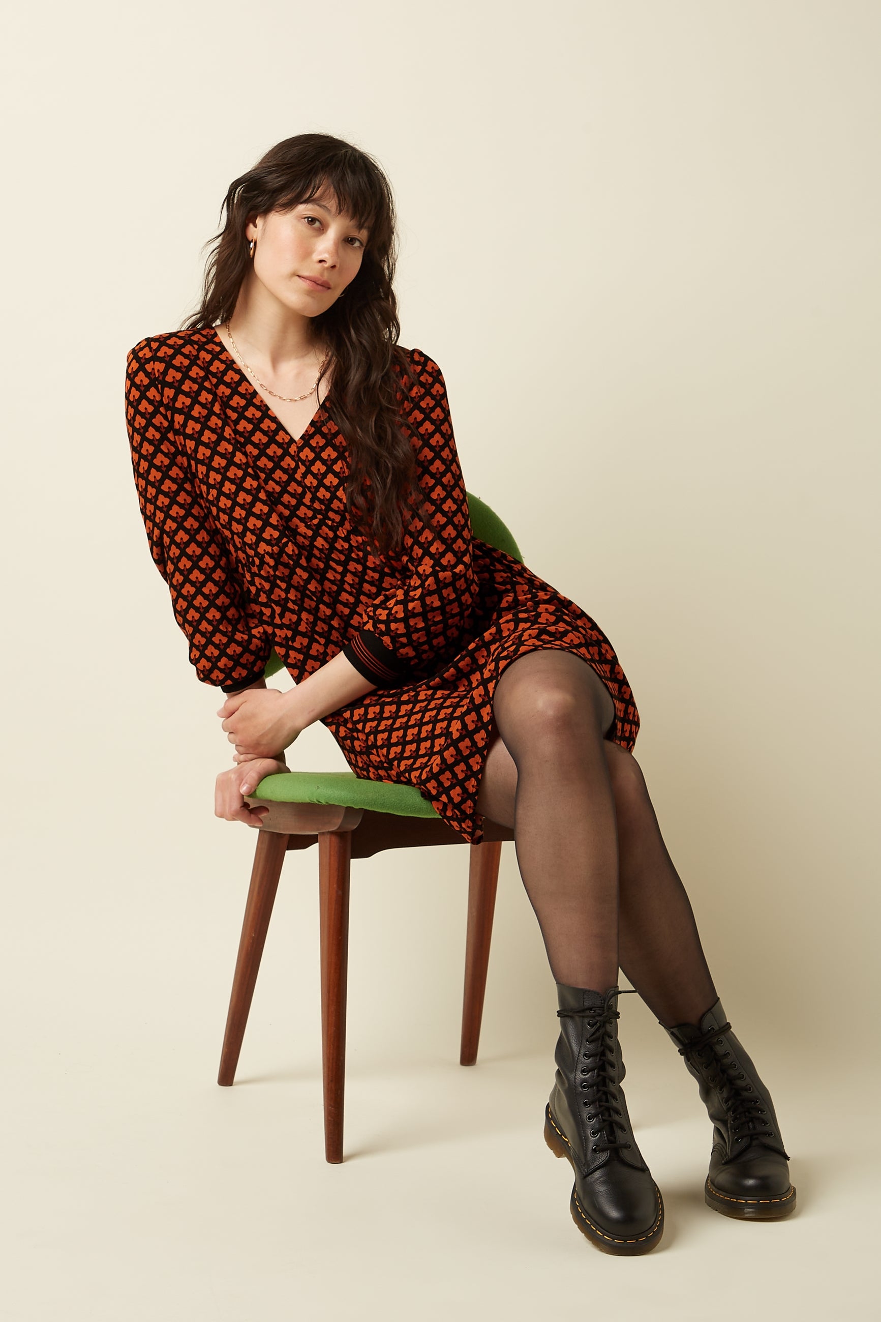 Marjorie Dress Moire - Black