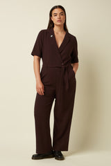 Doris Jumpsuit Woven Crepe - Dark Brown