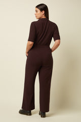 Doris Jumpsuit Woven Crepe - Dark Brown