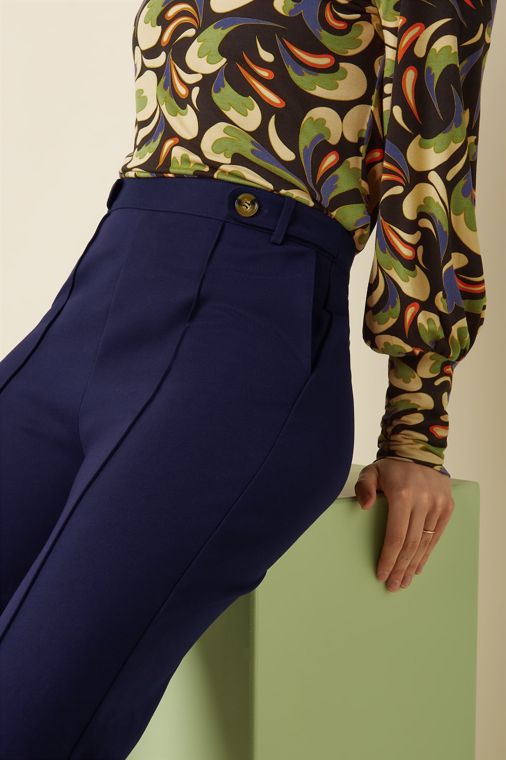 Garbo Pintuck Pants Uni Rodeo - Evening Blue