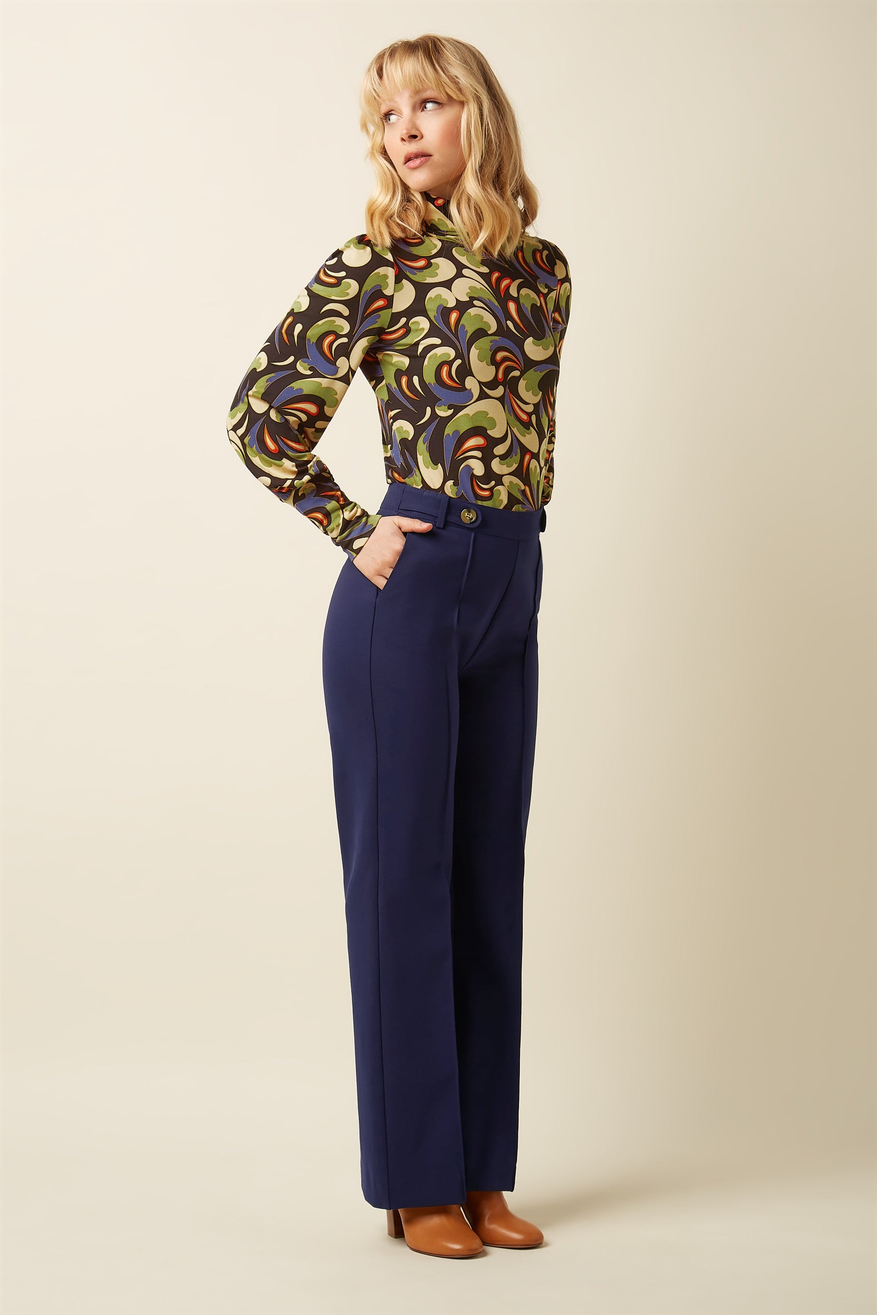 Garbo Pintuck Pants Uni Rodeo - Evening Blue