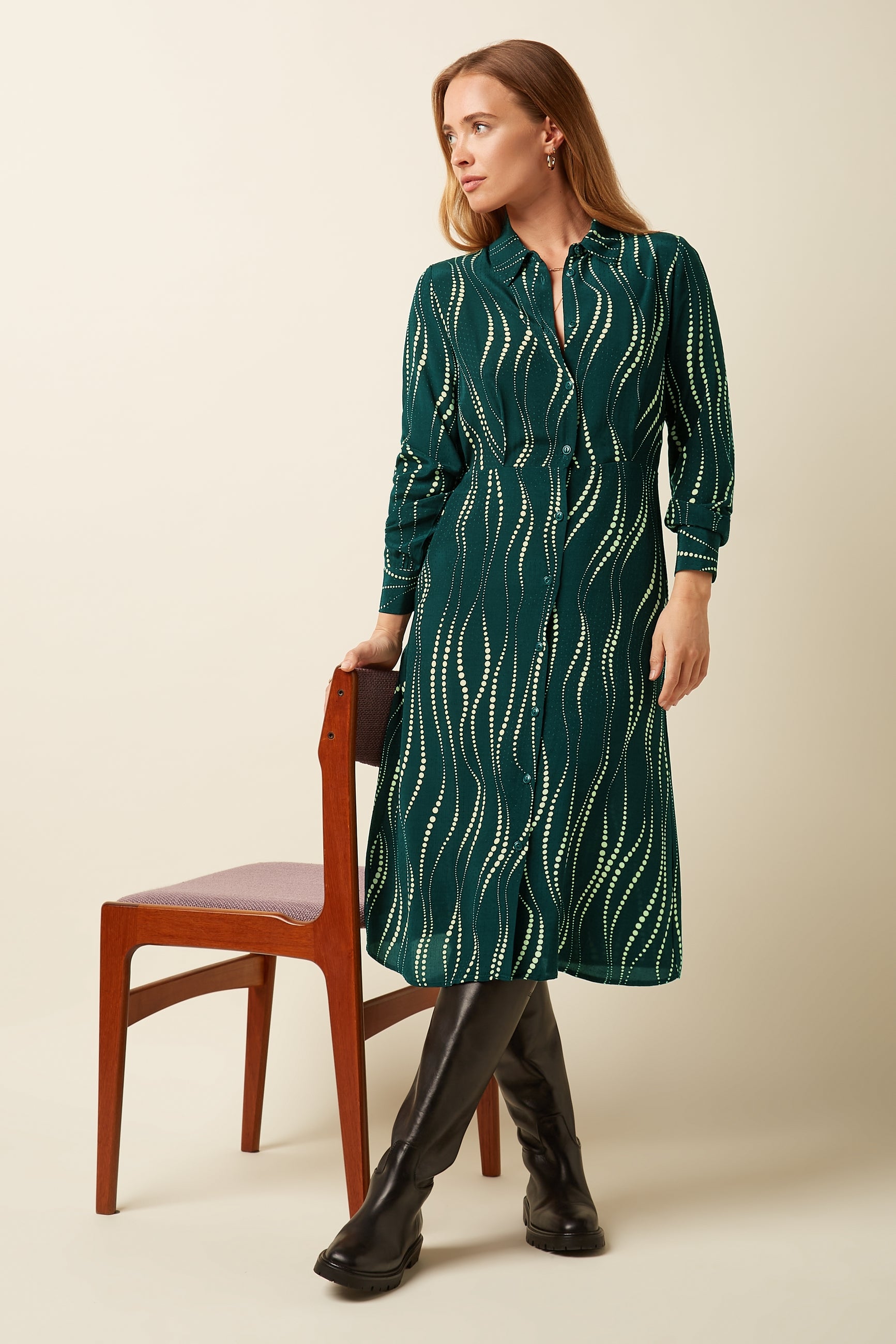Mina Dress Twirl - Pine Green