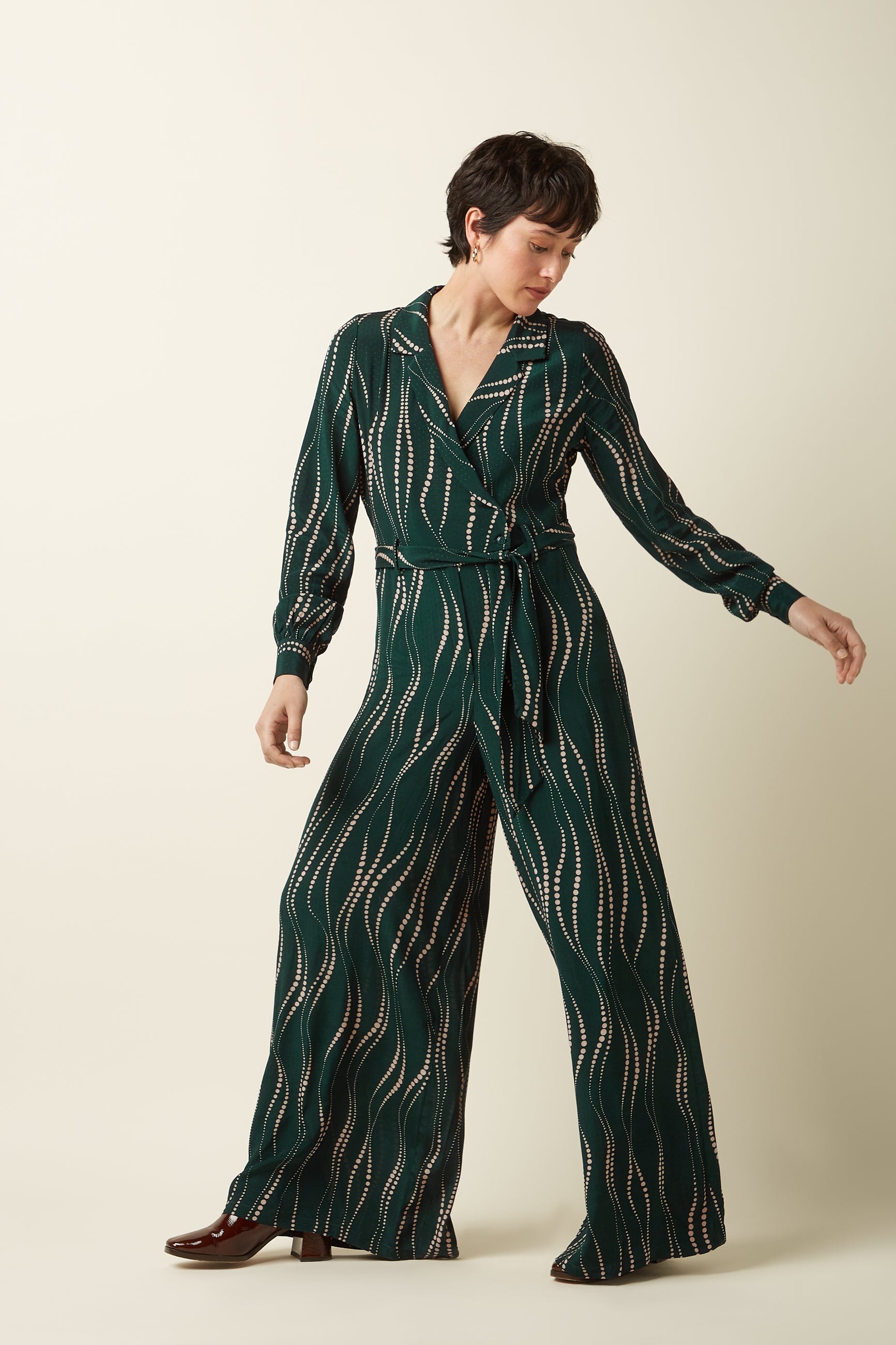 Doris Jumpsuit Twirl - Pine Green