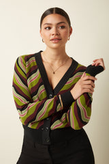 Cardi Deep V Razzle - Posey Green