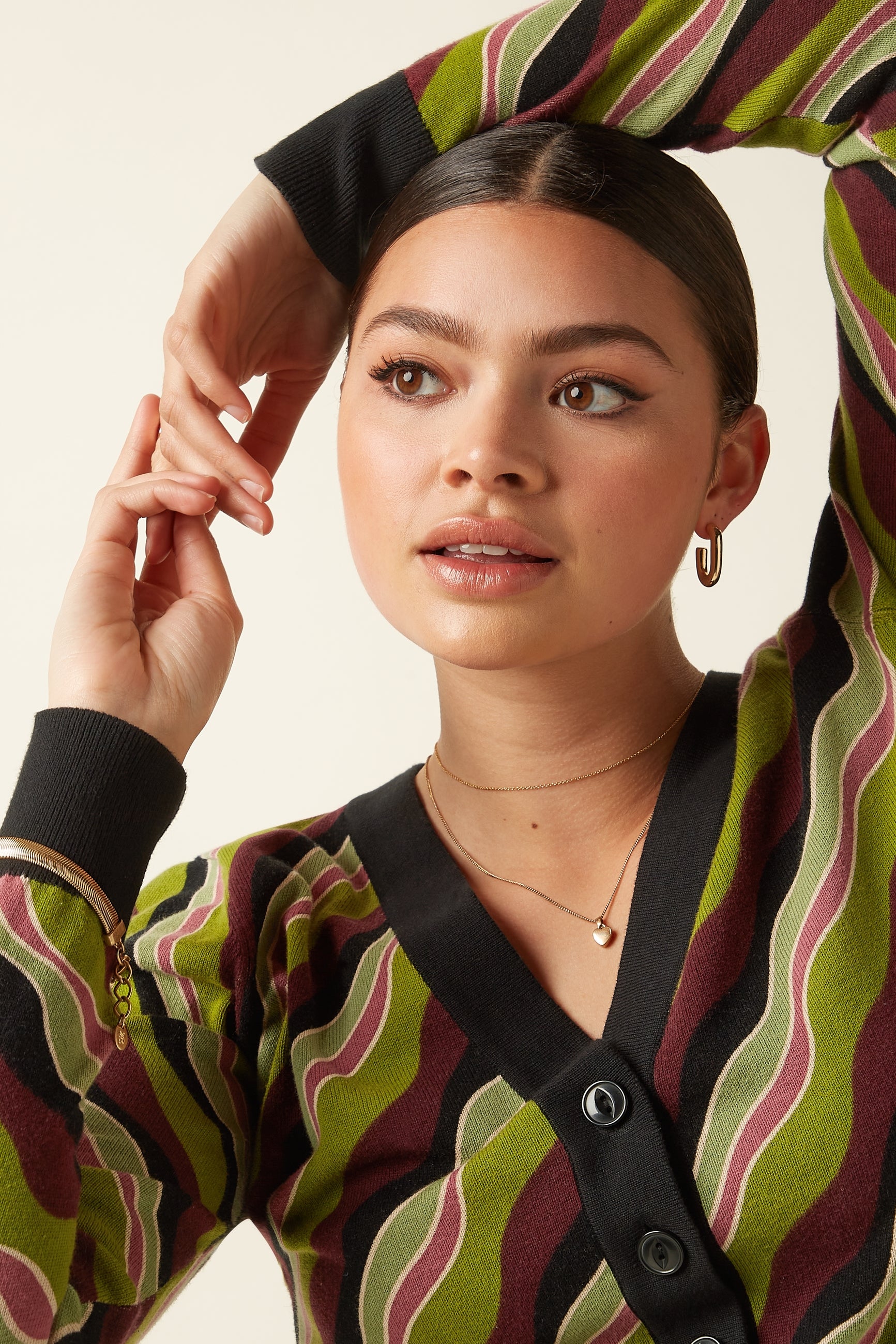 Cardi Deep V Razzle - Posey Green