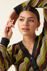 Cardi Deep V Razzle - Posey Green