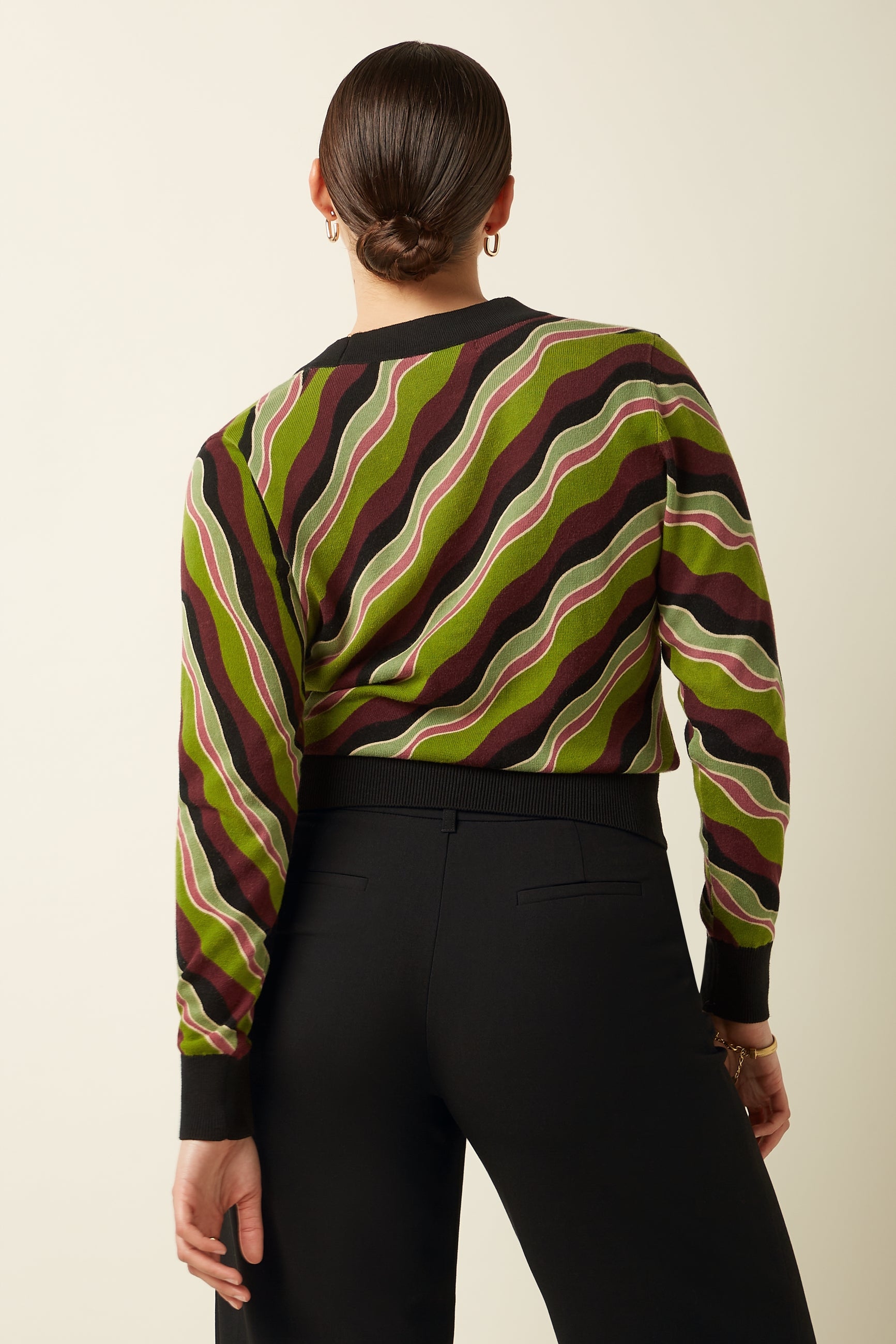 Cardi Deep V Razzle - Posey Green