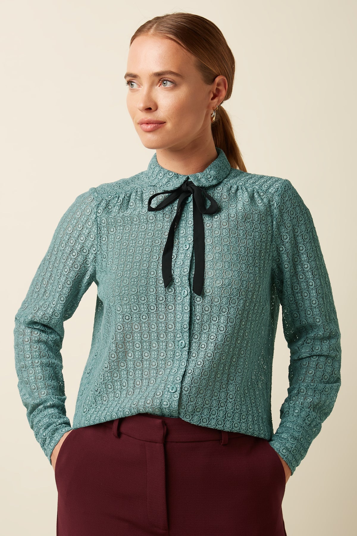 Elia Blouse Branco Lace - Silver Green – King Louie