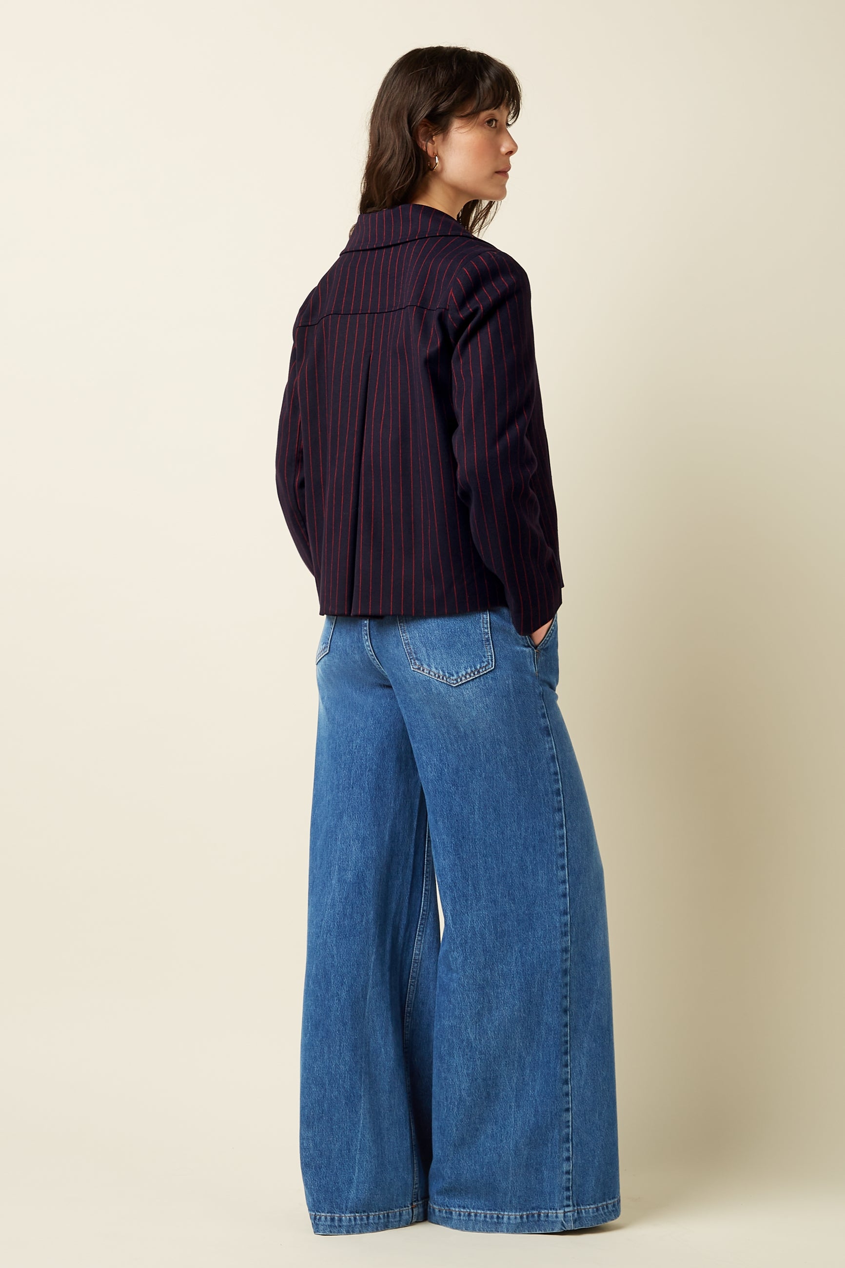 Pattie Coat Pinstripe - Night-Sky Blue