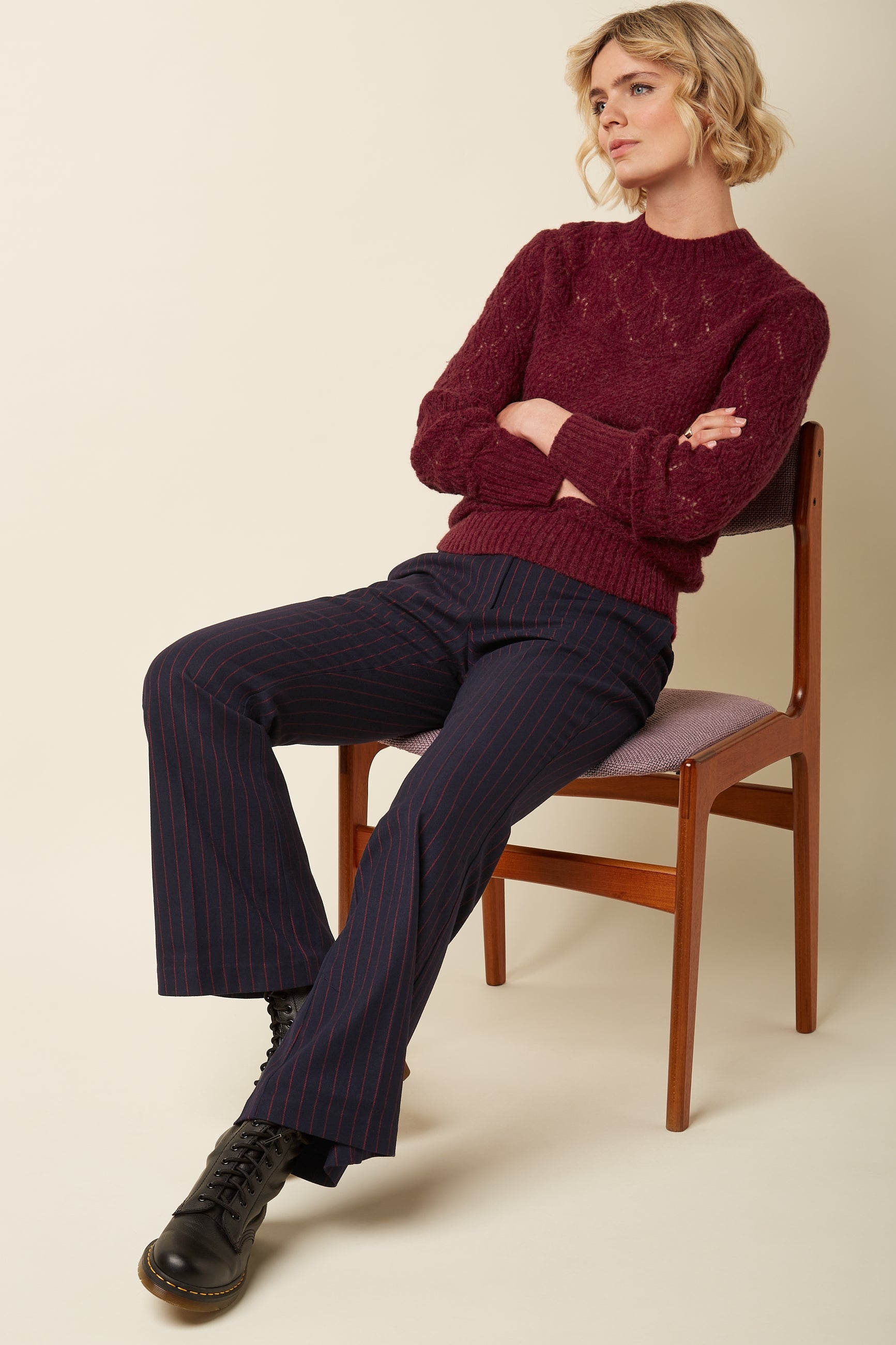 Livia Pants Pinstripe - Night-Sky Blue