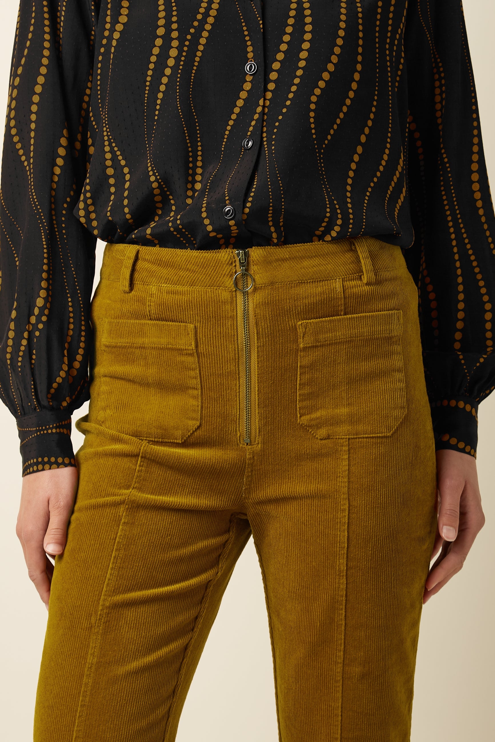 Chris Zip Pants Corduroy - Golden Brown