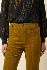 Chris Zip Pants Corduroy - Golden Brown