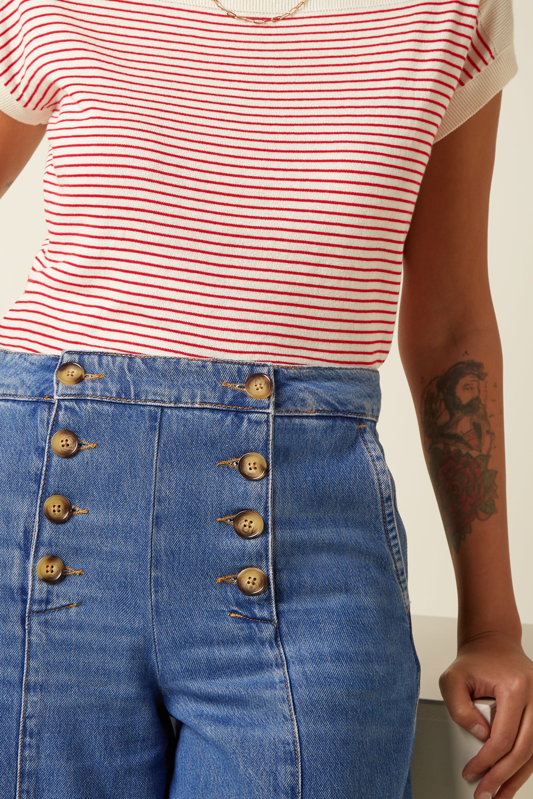 Melody Sailor Culotte Stone Denim - Blue Tint