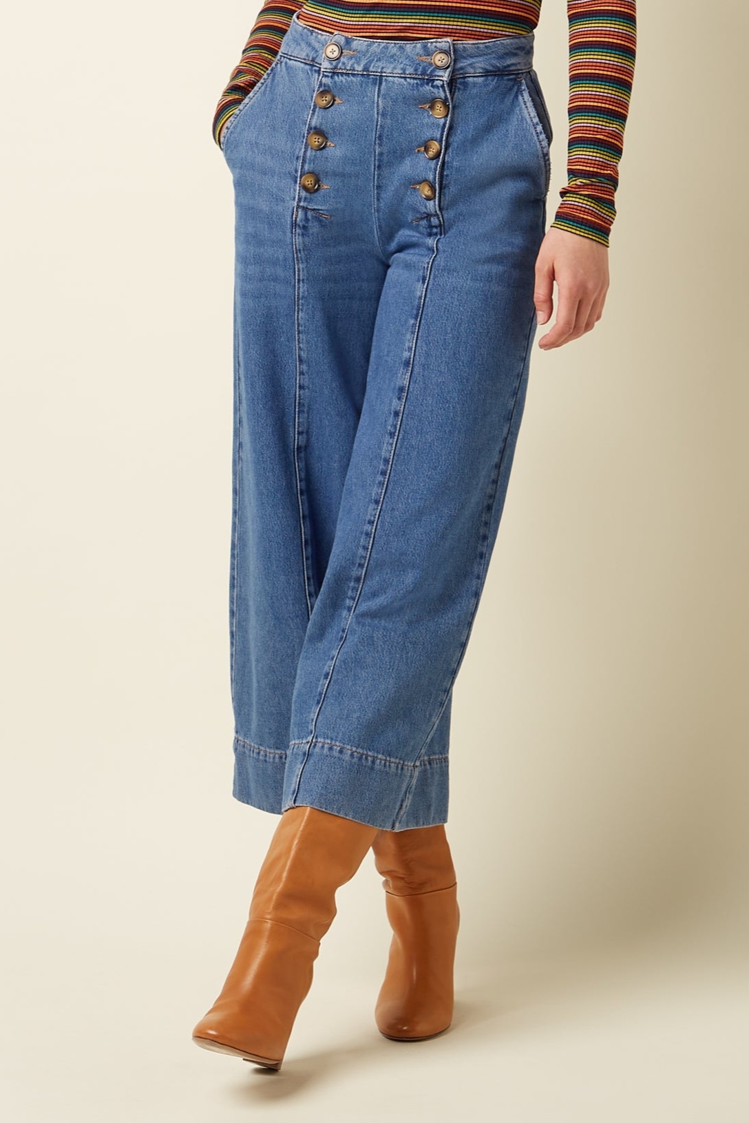 Melody Sailor Culotte Stone Denim