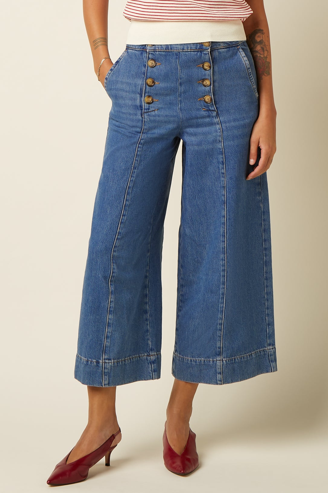 Melody Sailor Culotte Stone Denim