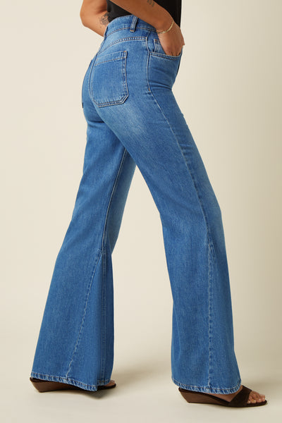 Jimmy Bell Bottom Pants Stone Denim - Blue Tint – King Louie Jimmy Bell Bottom Pants Stone Denim - Blue Tint – King Louie