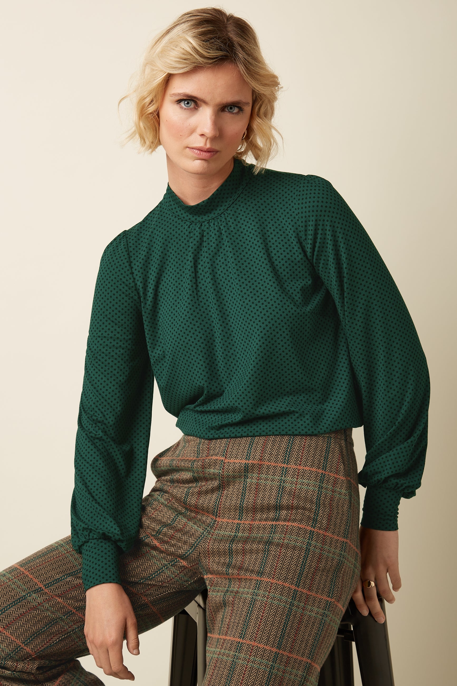 Phoebe Top Piper - Botanical Green