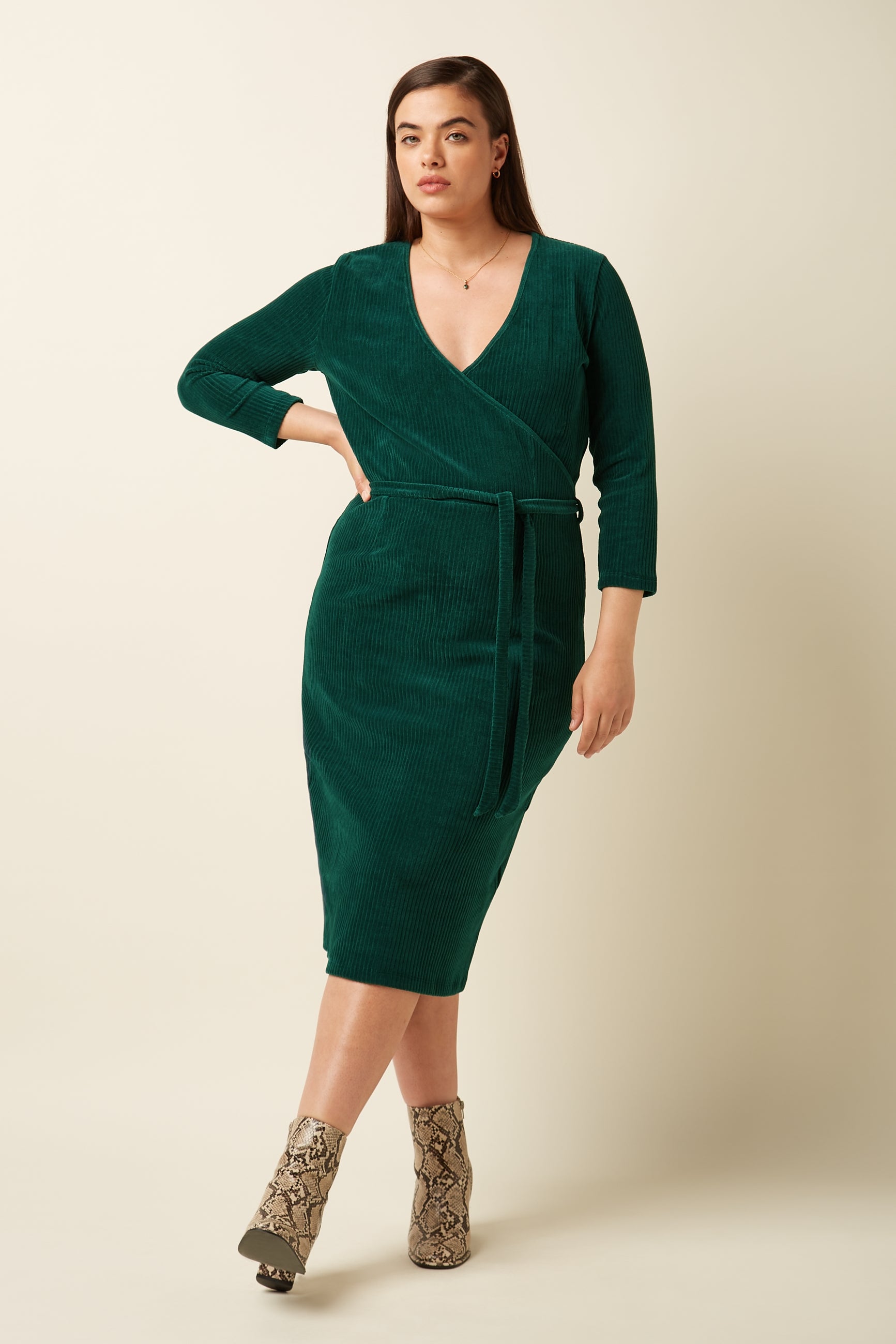 Anja Dress Rina Rib - Dragonfly Green