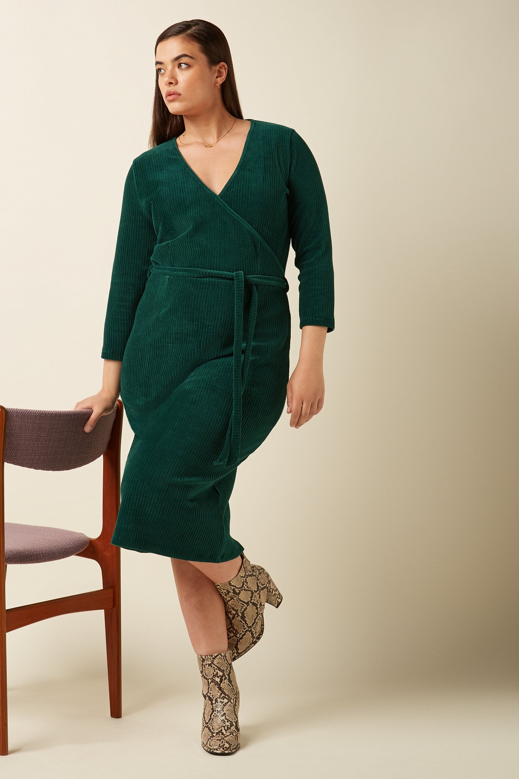 Anja Dress Rina Rib - Dragonfly Green