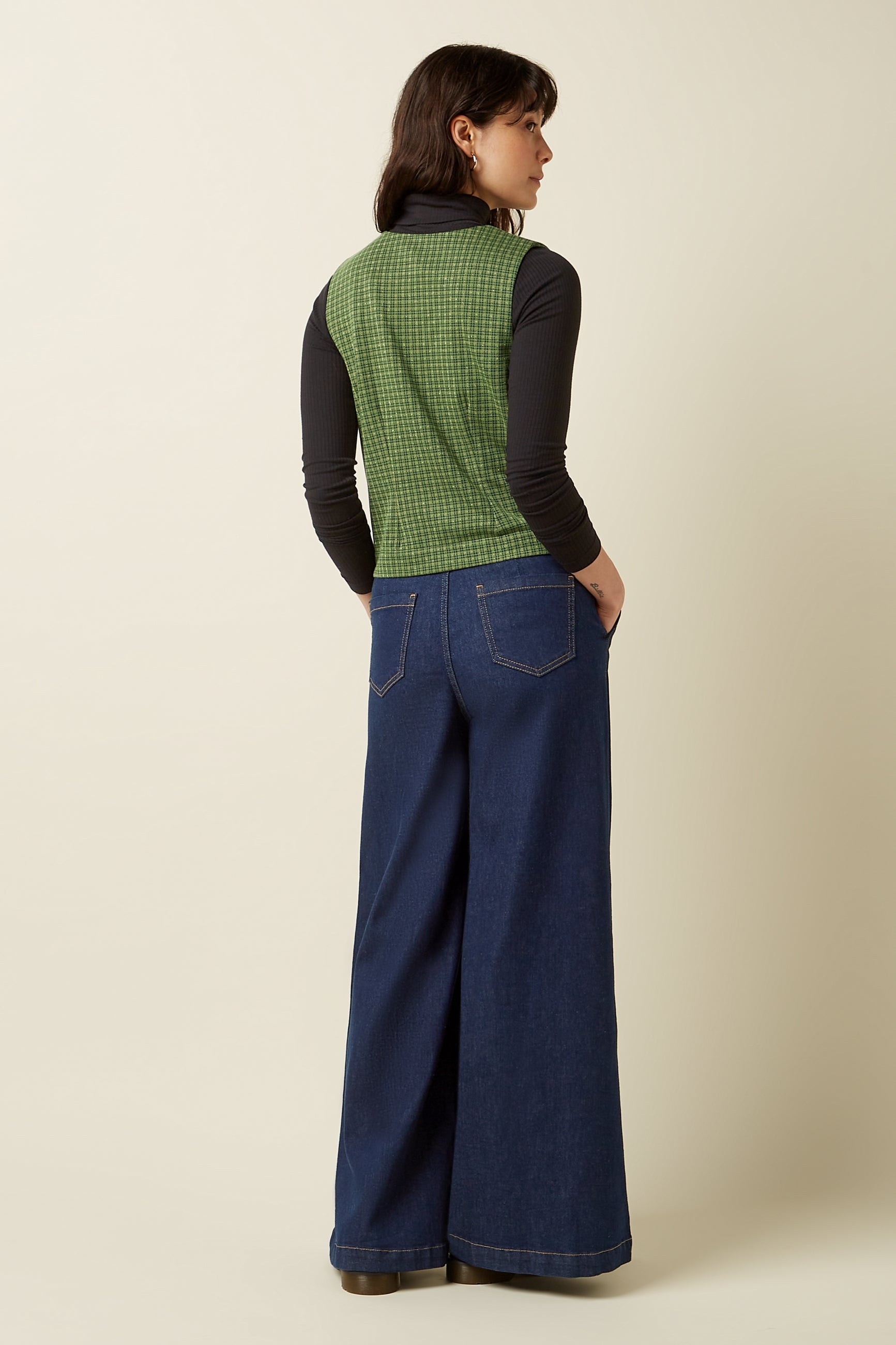 Bianca Gilet Ivy Check - Guacemole