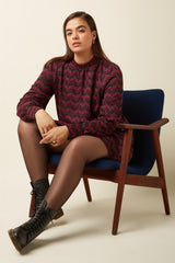 Sandy Dress Estelle Zigzag - Bordeaux Red