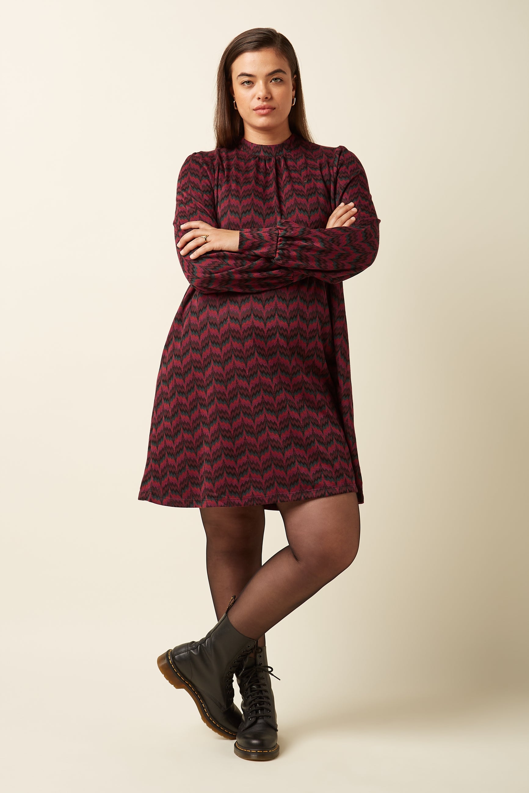 Sandy Dress Estelle Zigzag - Bordeaux Red