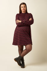 Sandy Dress Estelle Zigzag - Bordeaux Red