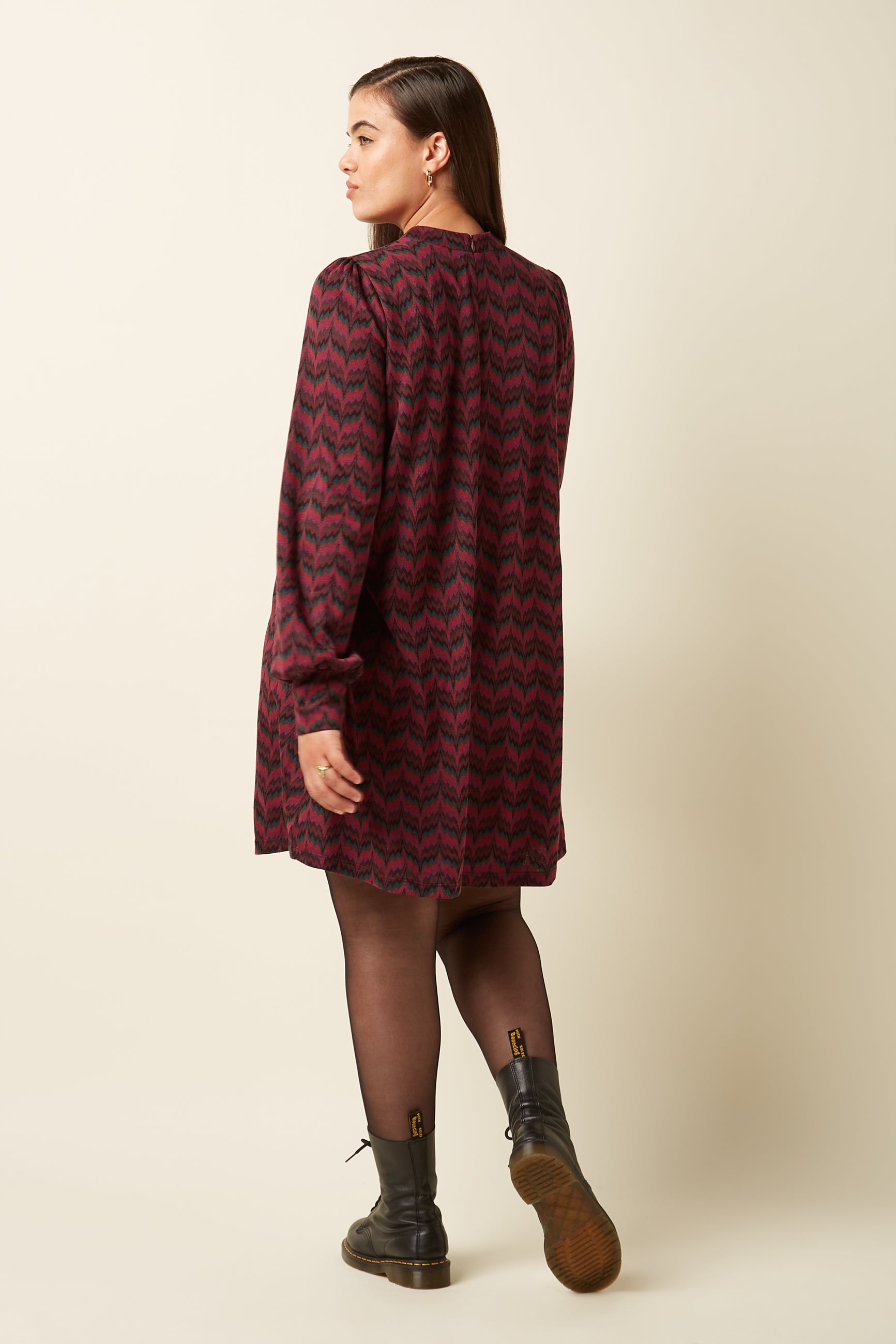 Sandy Dress Estelle Zigzag - Bordeaux Red