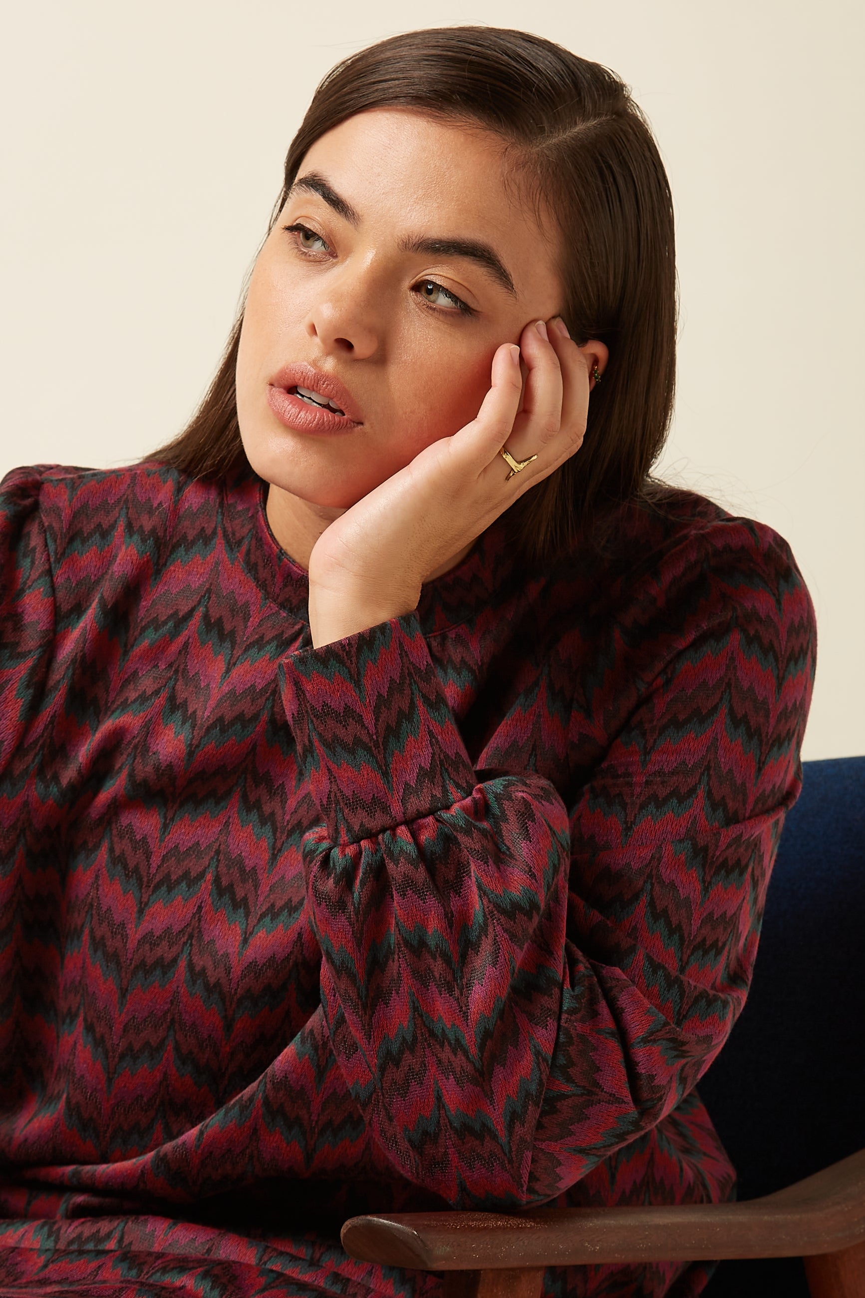 Sandy Dress Estelle Zigzag - Bordeaux Red