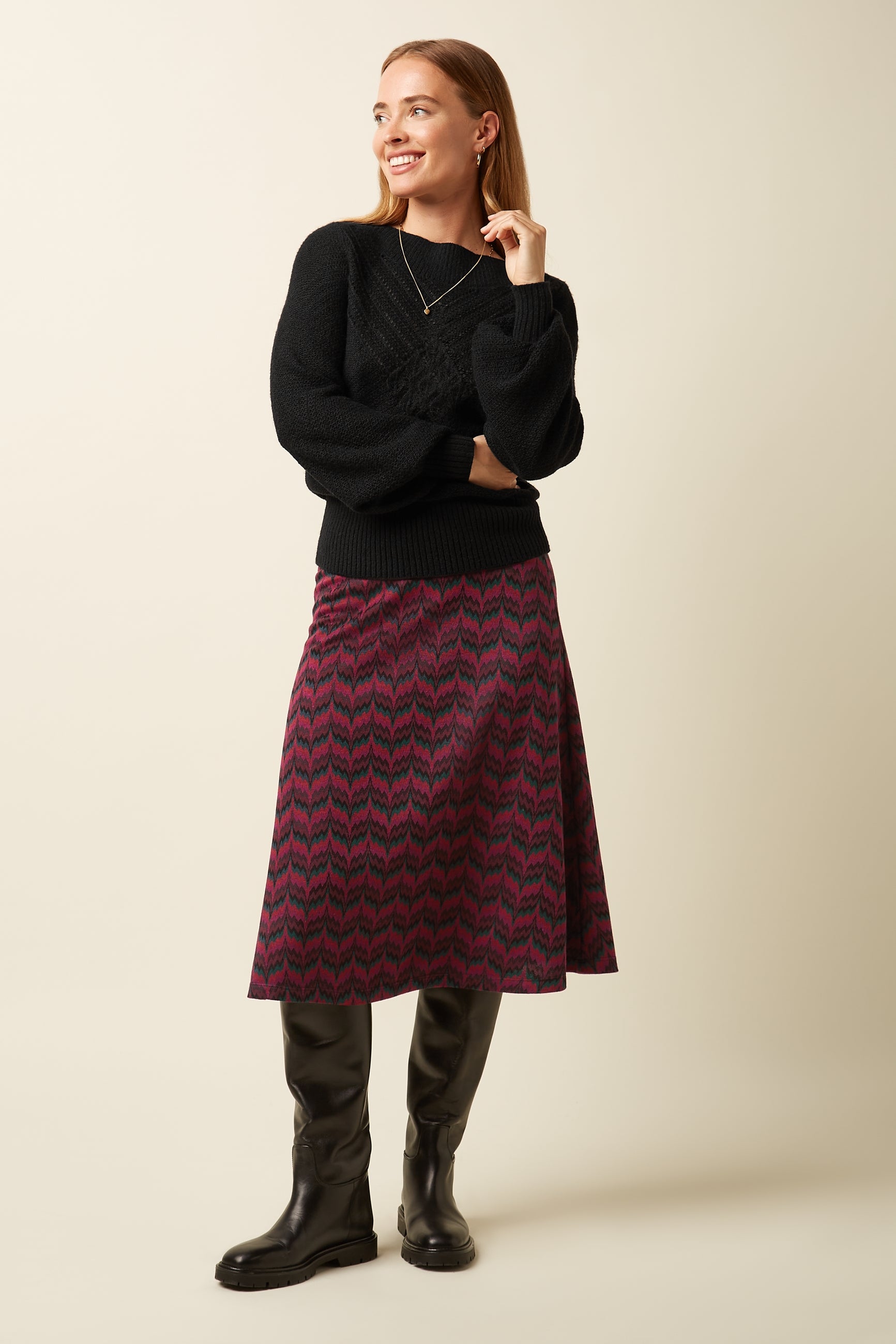 Juno Skirt Estelle Zigzag - Bordeaux Red