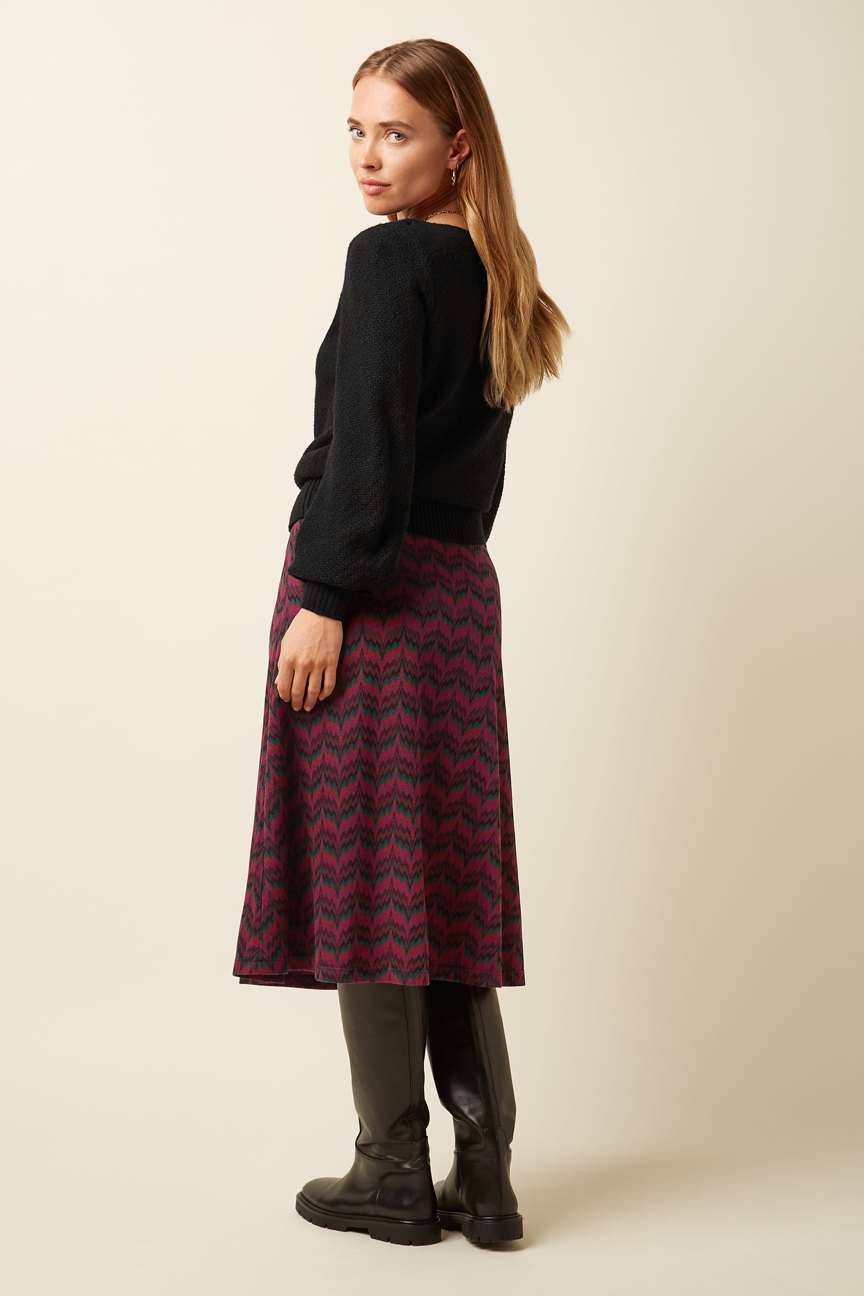 Juno Skirt Estelle Zigzag - Bordeaux Red