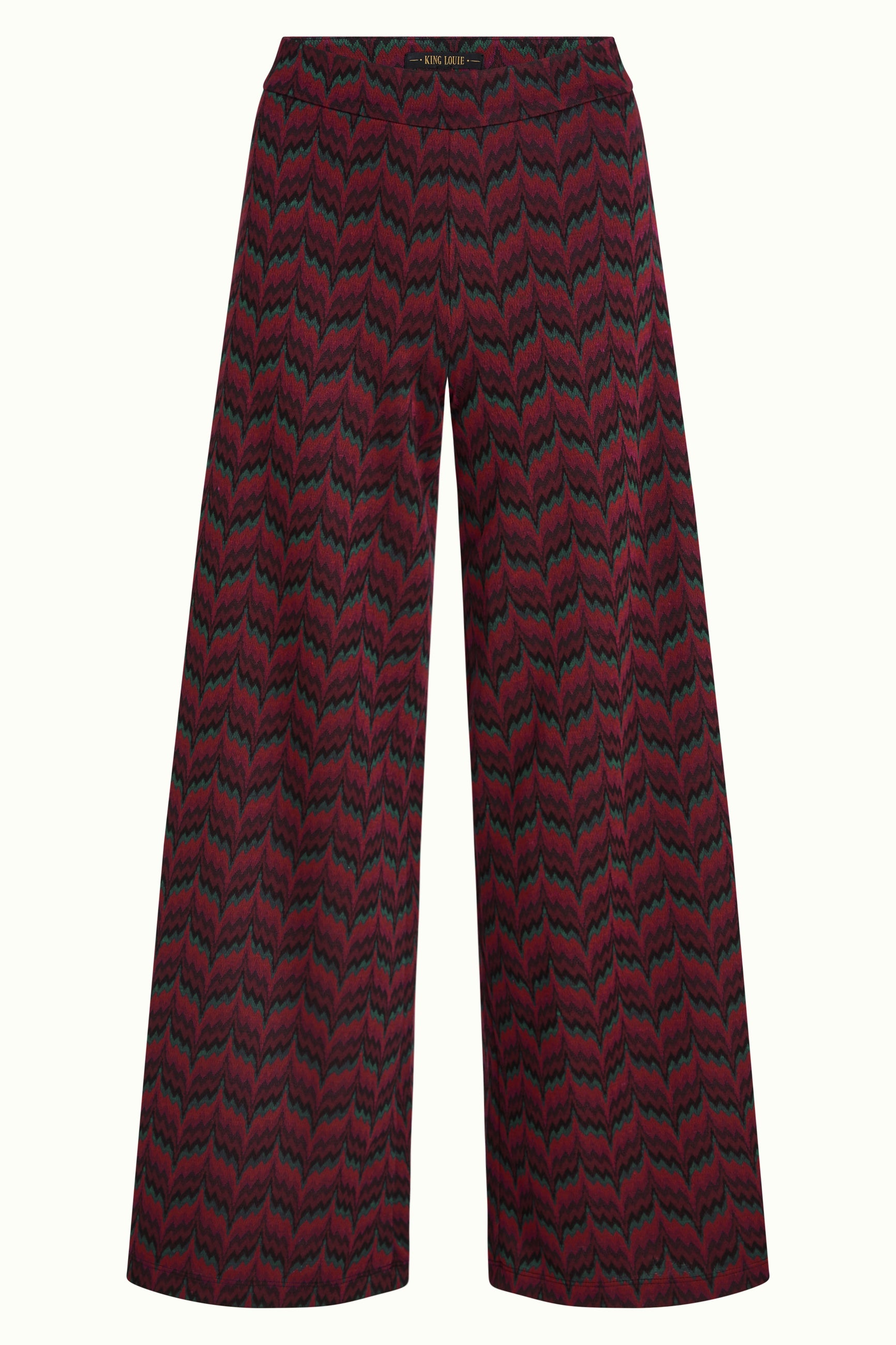 Border Palazzo Pants Estelle Zigzag - Bordeaux Red
