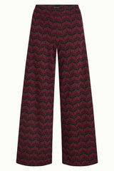 Border Palazzo Pants Estelle Zigzag - Bordeaux Red