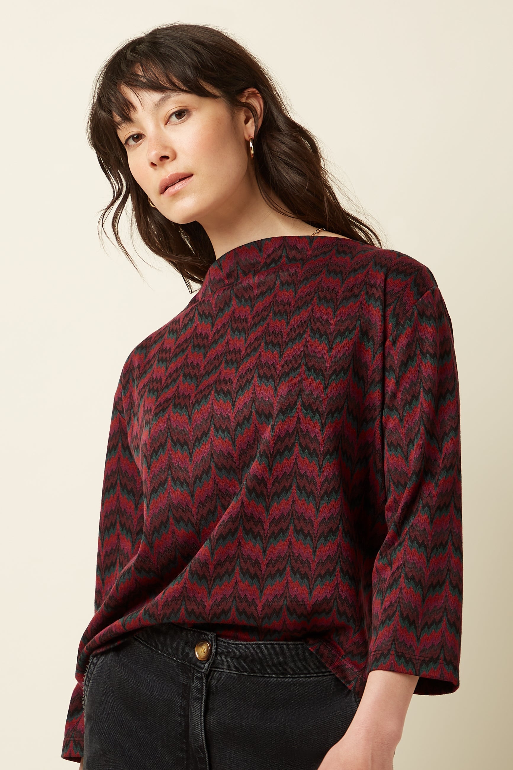 Guenda Top Estelle Zigzag - Bordeaux Red