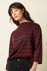 Guenda Top Estelle Zigzag - Bordeaux Red