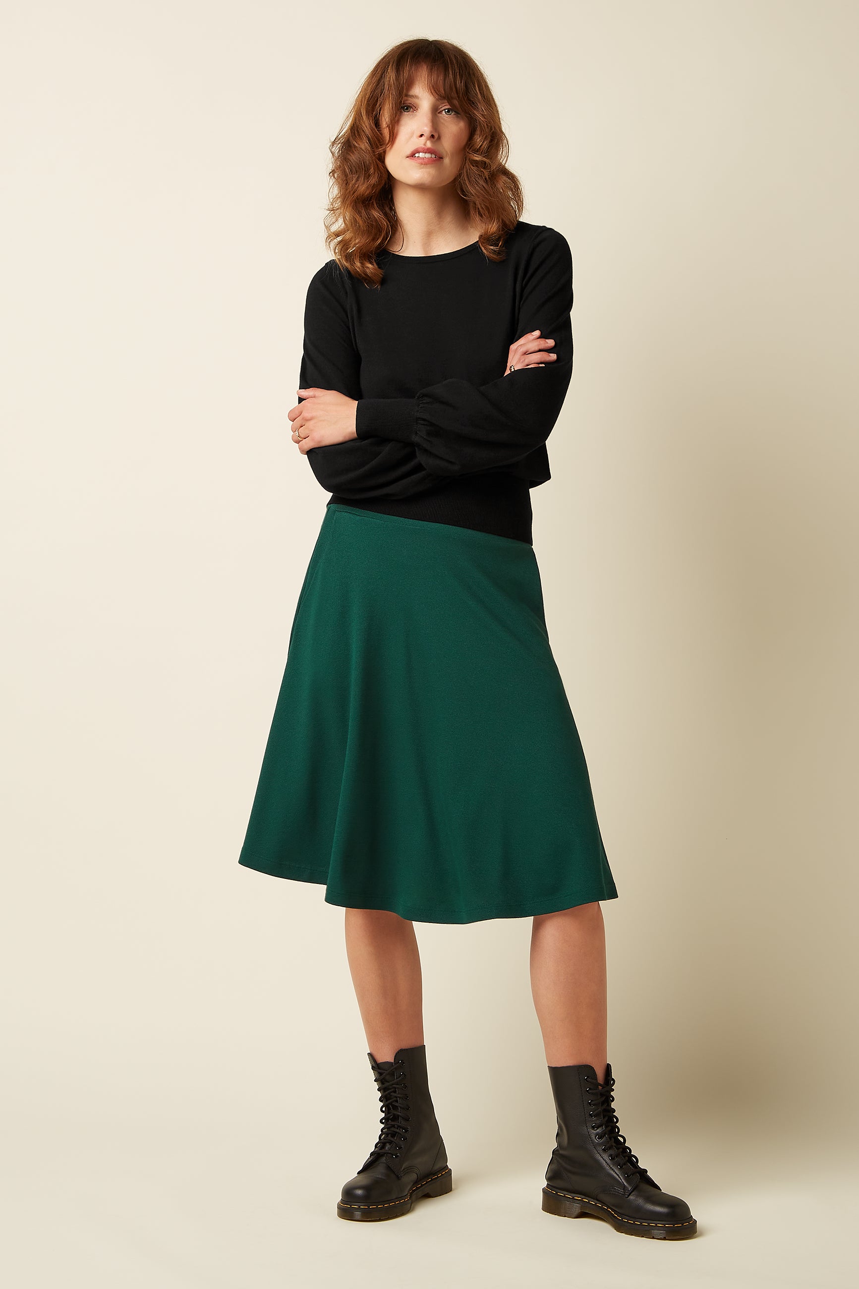 Serena Skirt Milano Crepe - Botanical Green