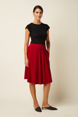 Serena Skirt Milano Crepe - Chili Red
