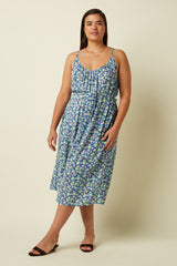 Lara Midi Dress Azores - Beacon Blue