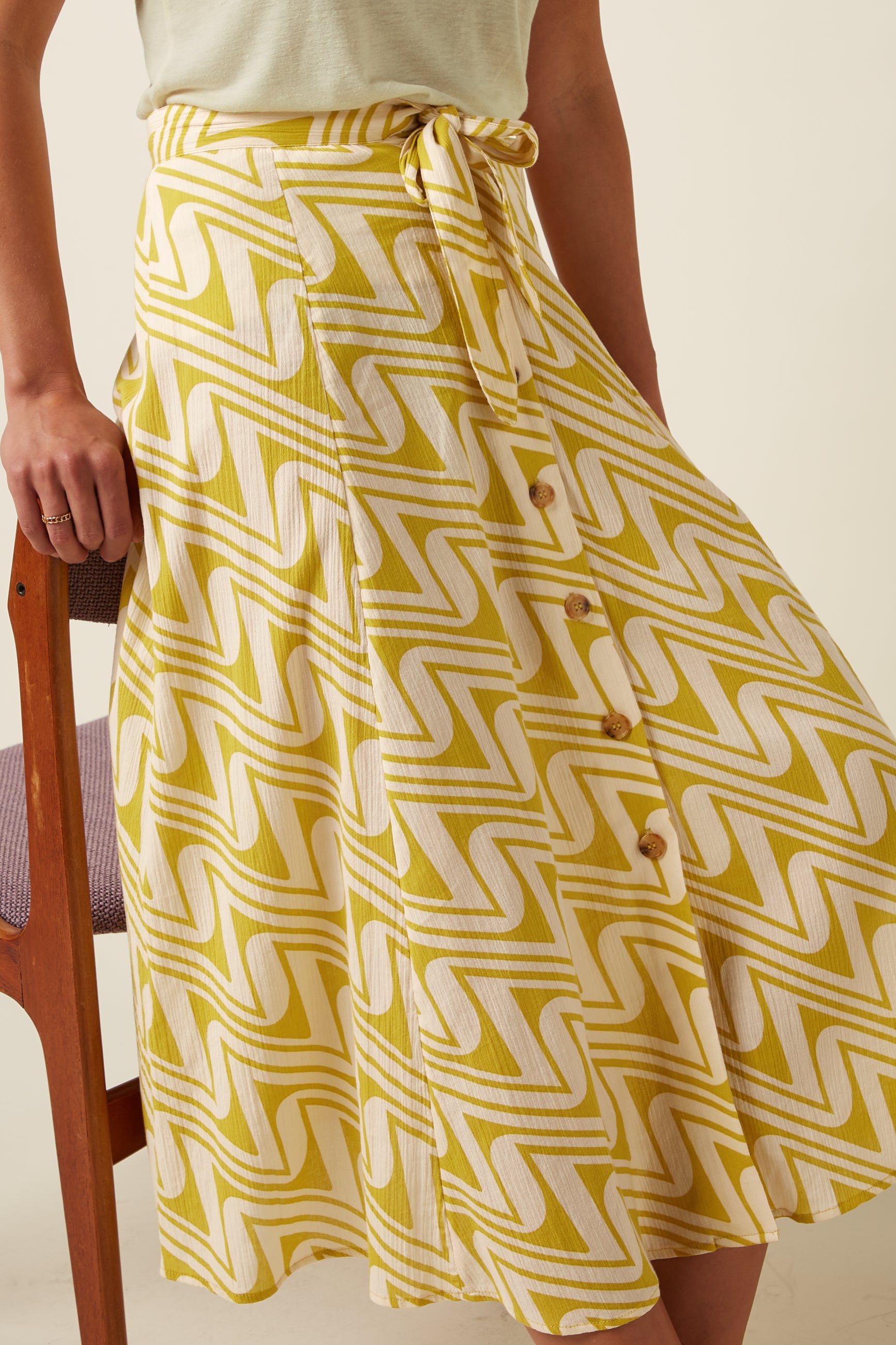 Judy Midi Skirt Laguna Woven - Spring Yellow