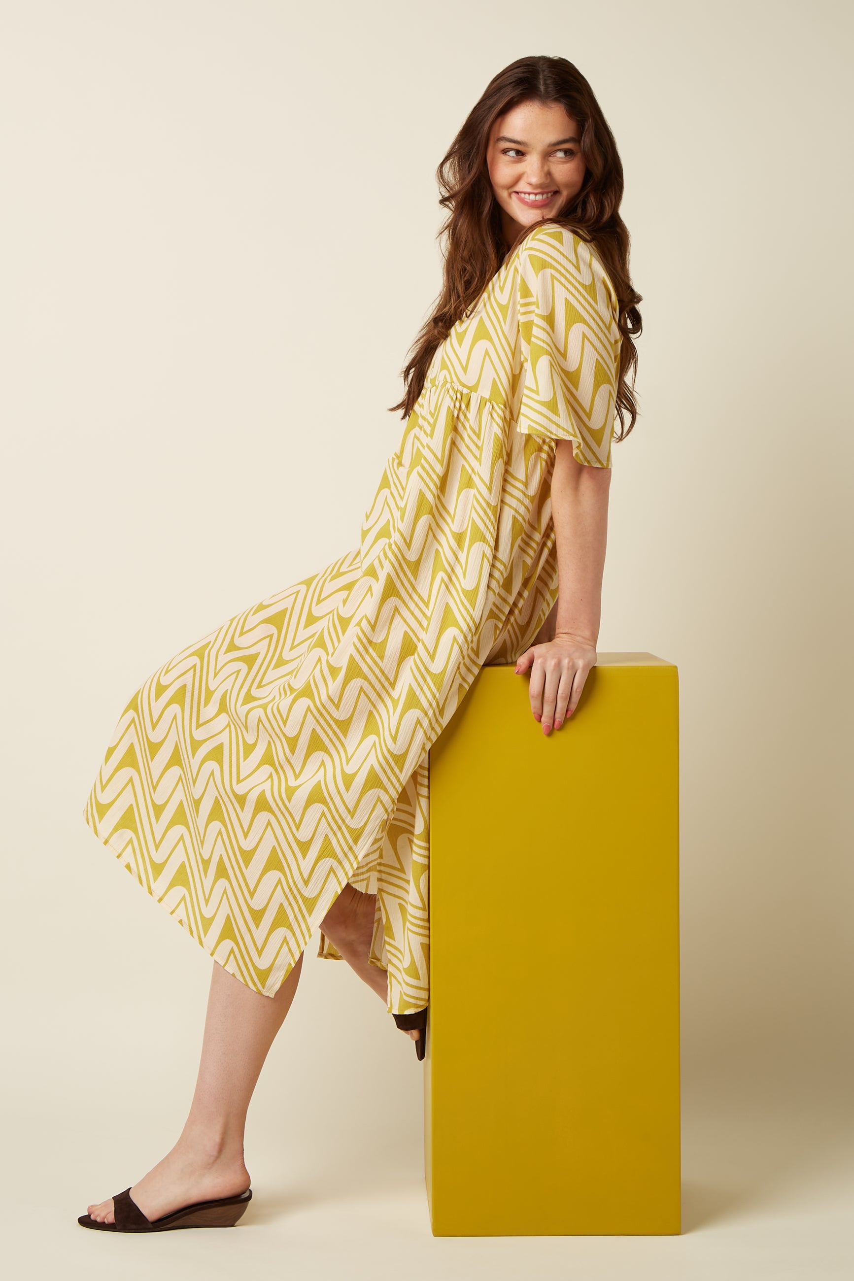 Ivana Dress Laguna Woven - Spring Yellow